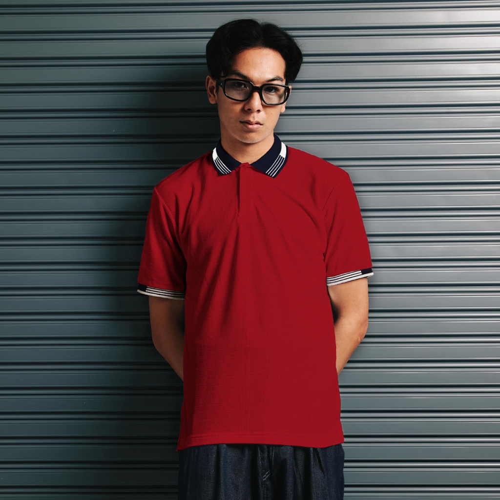 POSHBOY Polo Shirt Warna Merah - Polo Shirt Pria Lengan Pendek Kaos kerah Pria