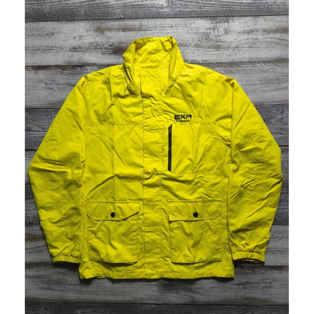Jaket ExR Outdoor Windbreaker pocket non hoodie like new Motoran Hangout unisex kuning branded