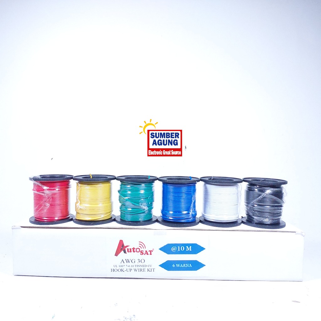 Kabel AWG30 Autosat Kabel Serabut Kecil Per Rol 10M 10Meter Hook Up Wire Elektro Motor Kendaraan Mob