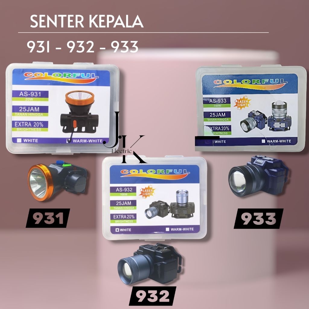 SENTER KEPALA TERANG / SENTER KEPALA BATERAI CAS / SENTER KEPALA PRAKTIS / SENTER KEPALA FOKUS / SEN