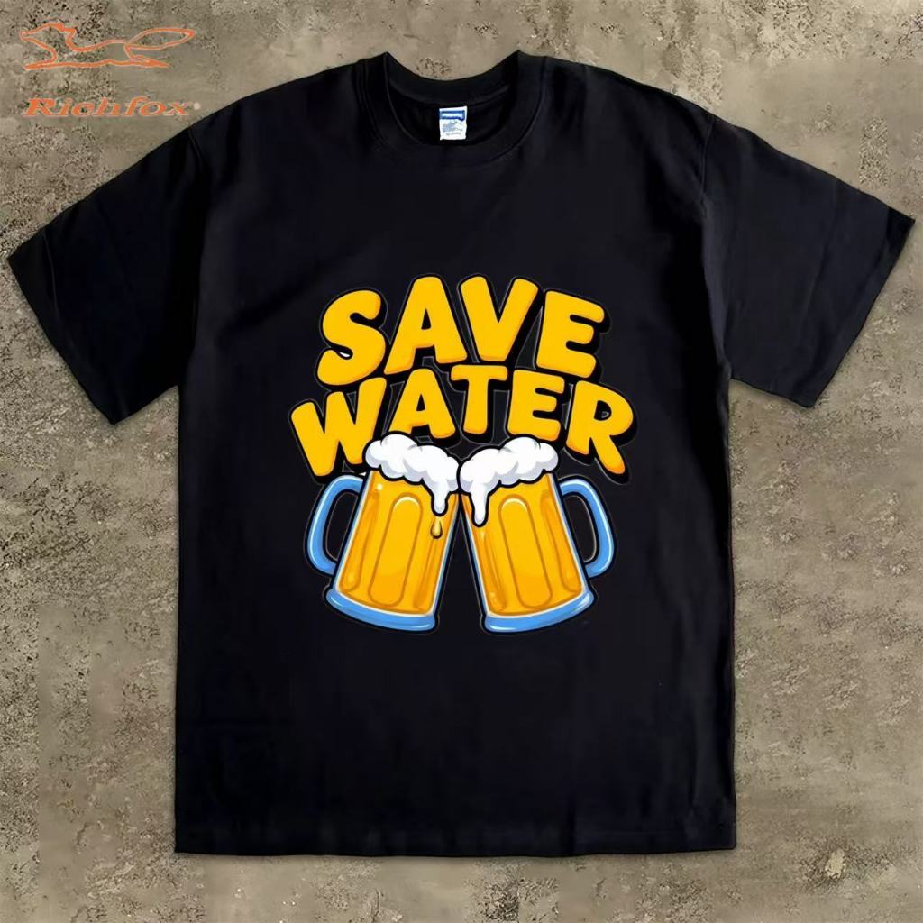 Kaos Pendek Katun 100% dengan Elemen Minuman Alkohol, Unisex Musim Panas, Oversize Gaya Kustom