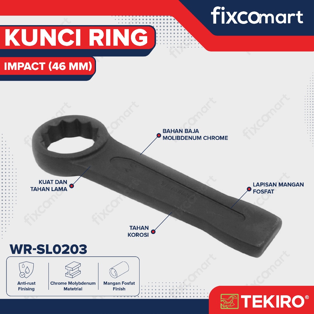 Tekiro Kunci Ring Impact 46 Mm / Tekiro Kunci Ring Pukul / Tekiro Slogging Wrench