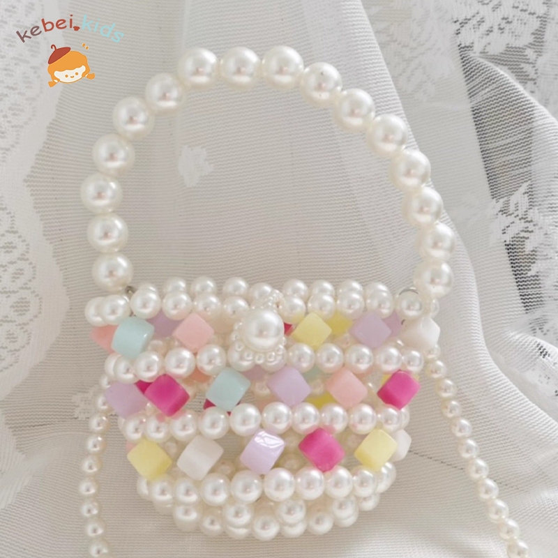 Kebei-Fresh dan Ringan Jelly Cube Tas Anak Perempuan, Tas Bahu Silang Mini Musim Panas dengan Manik-