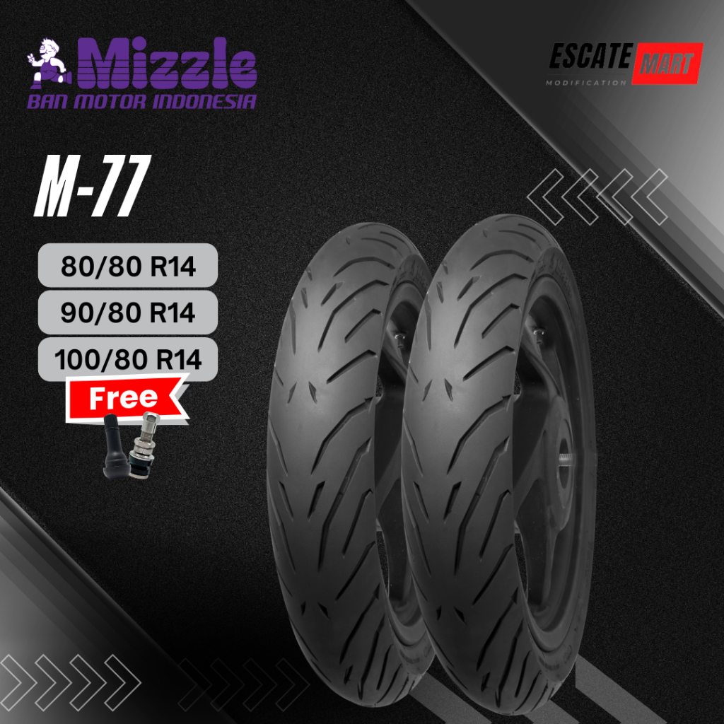 MIZZLE M77 80/80 90/80 100/80-14 Tubeless - Ban Motor Mizzle M77 Ring 14 Tubeless