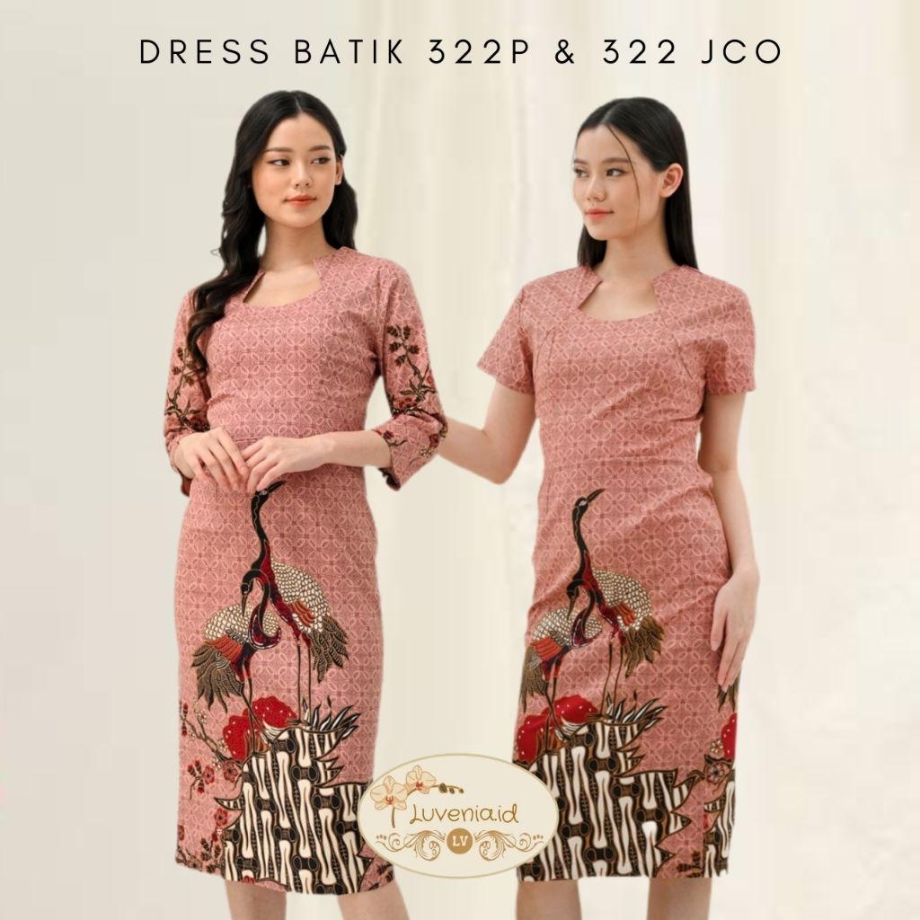 Dress Batik Wanita 322 & 322P JCO - Batik Modern / Batik Couple / Dress Batik / Dress Span / Seragam