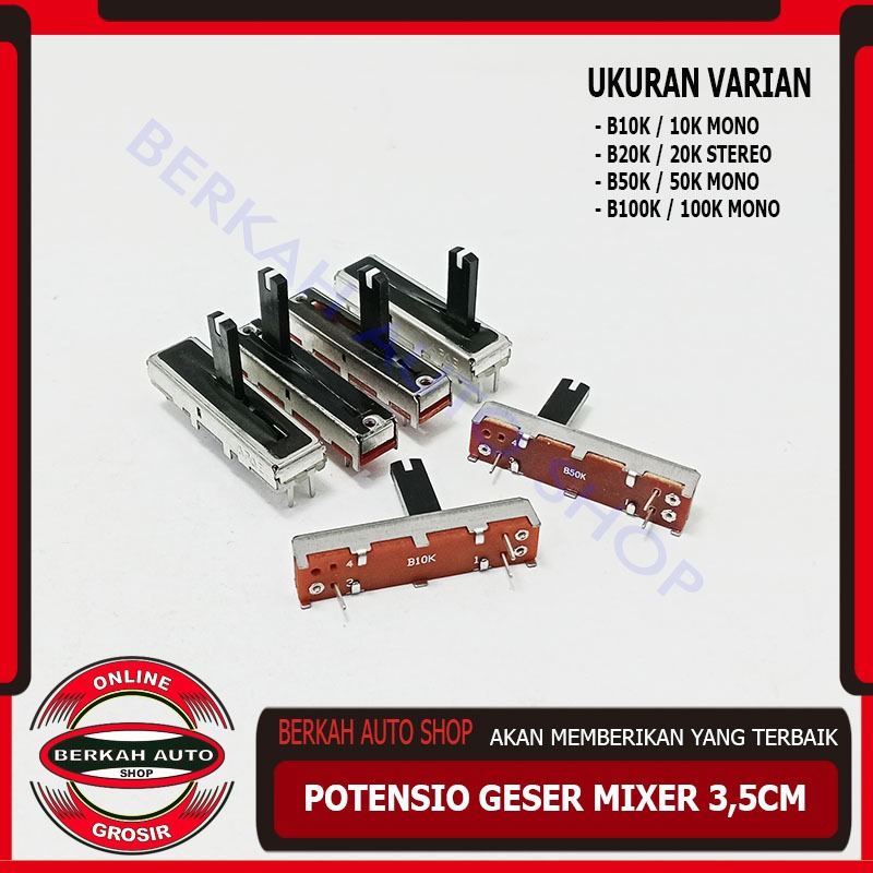 Potensio geser mixer 3,5cm B103 10k B203 20k B503 50k B104 100k mono stereo balans