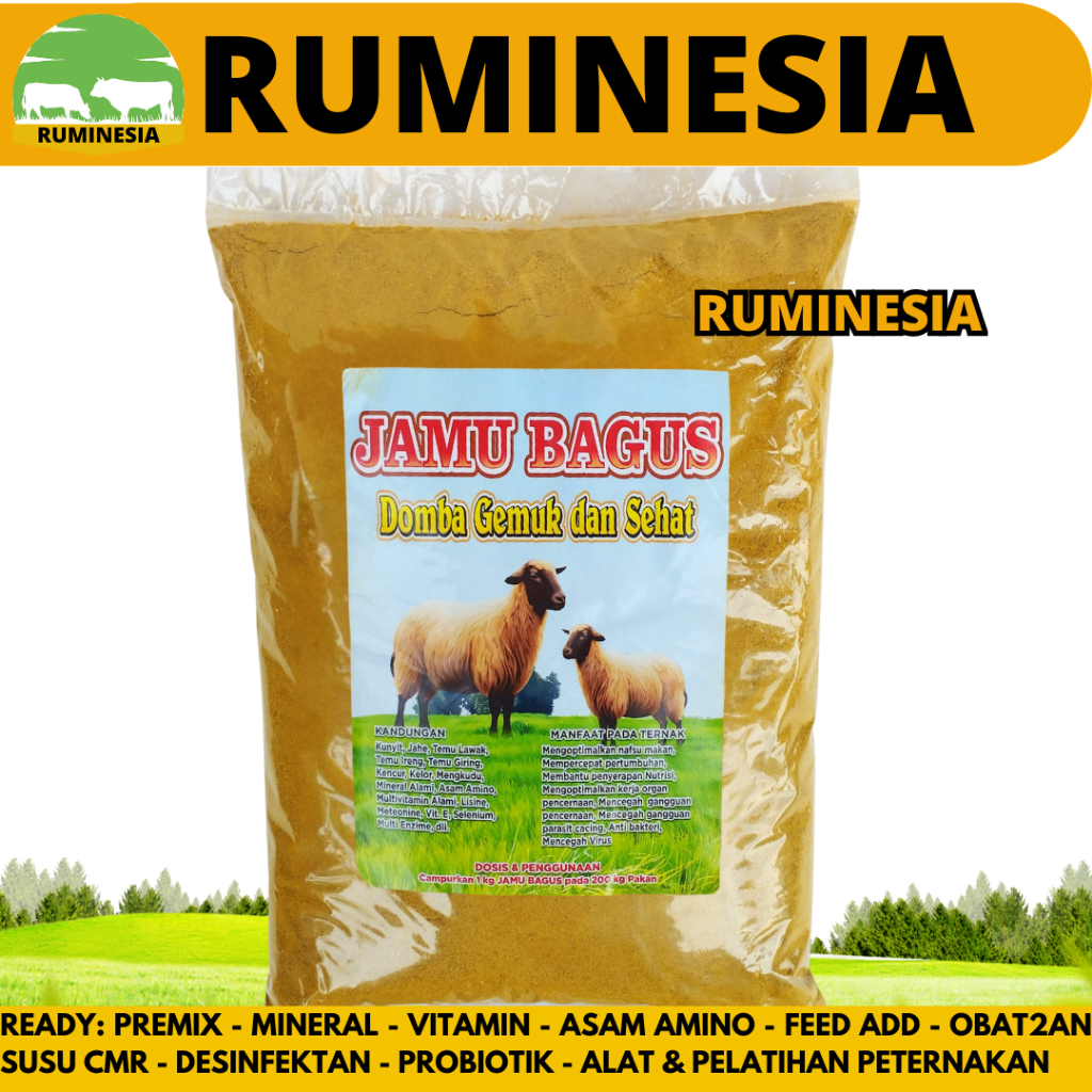 JAMU BAGUS 1 KG - HGP Jamu Ternak Meningkatkan Nafsu Makan & Kesehatan Sapi Kambing Domba