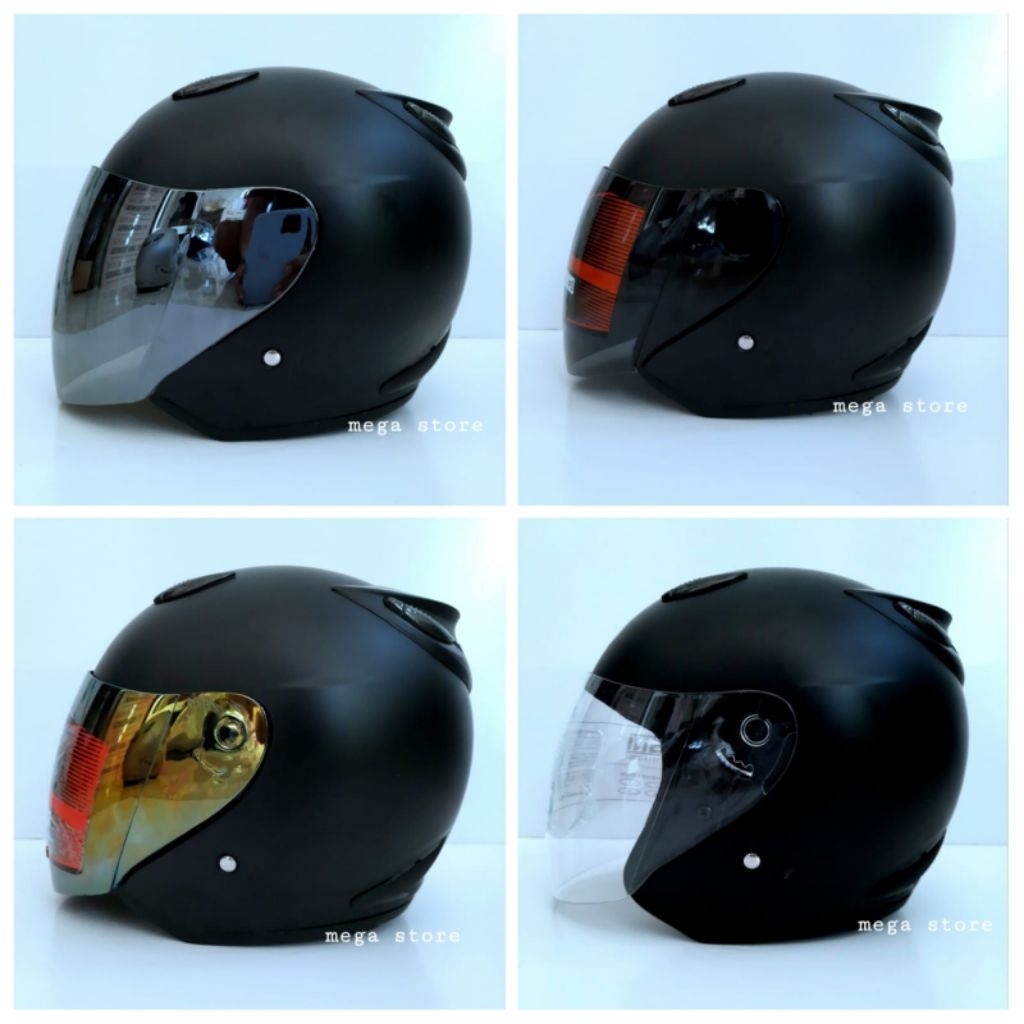 Helm half face model centro hitam dop original vry