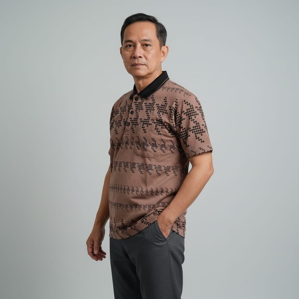 KAOS KERAH PRIA SAKU SABLON BATIK