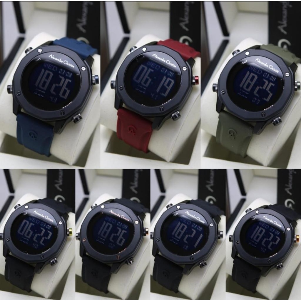 JAM TANGAN PRIA DIGITAL ALEXANDRE CHRISTIE AC 9377 AC9377 MHR RUBBER ORIGINAL