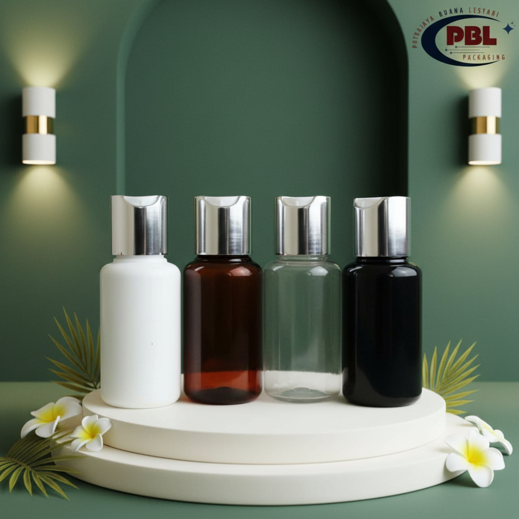 Botol Presstop 60ml Tubular / Botol Toner 60ml / Botol PET 60ml Tubular Neck 24 Tutup Presstop Neck 