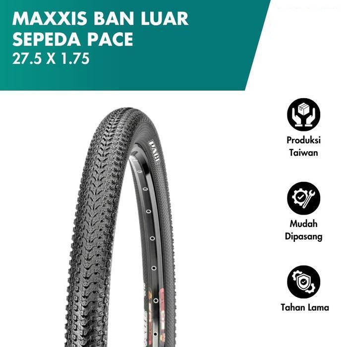 Maxxis Ban Luar Sepeda Pace 27.5 X 1.75 60 Tpi Bicycle Outer Tires Mtb Gravel Cross Country Kevlar