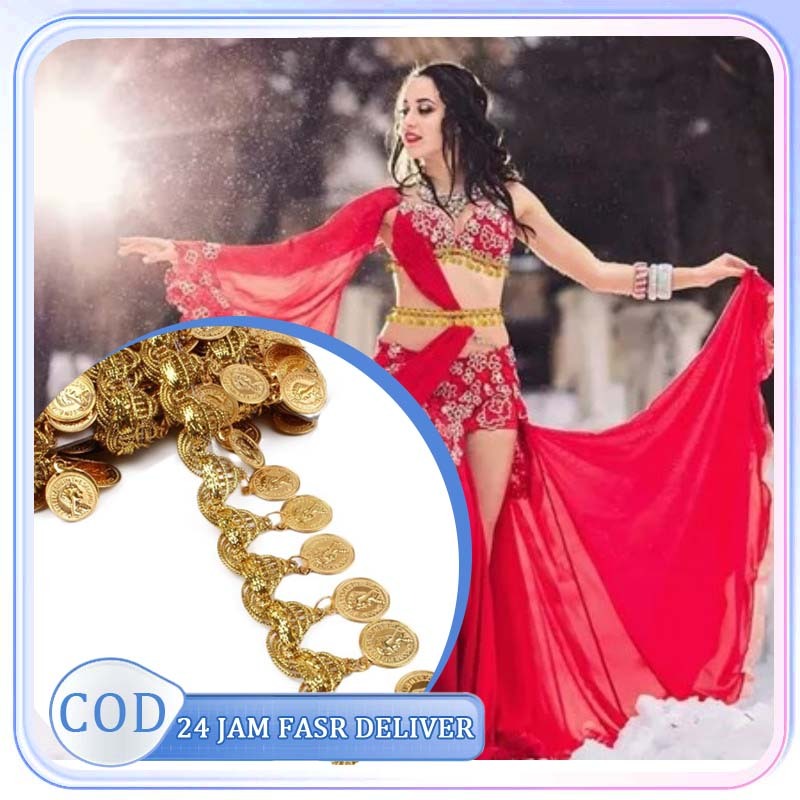 10 Yard Renda Tari India Koin Emas Lace India Renda Ribbon Lace Warna Emas Meteran Per Roll Gold Coi