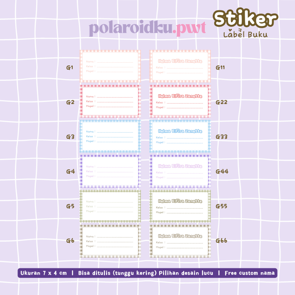 Stiker Label Buku  Aesthetic