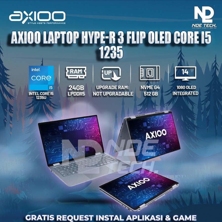 AXIOO LAPTOP HYPE-R 3 FLIP OLED CORE I5 1235