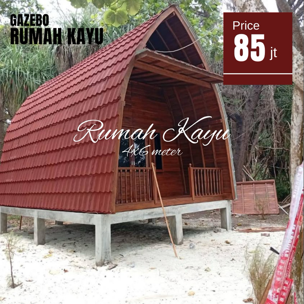 Rumah Lumbung Kayu Jati Atap Metal Pasir