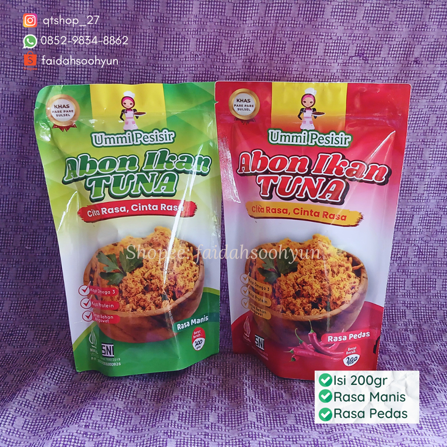 Abon Ikan Tuna Ummi 200gr | Ready Rasa Manis dan Pedas | HALAL Original Asli Enak Parepare faidahsoo