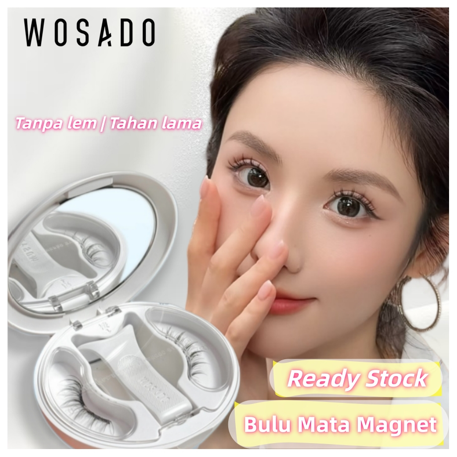 [Free Fixer]WOSADO Magnetic Eyelashes 100% Original Reusable Bulu Mata Magnet Tanpa Lem Natural Glue