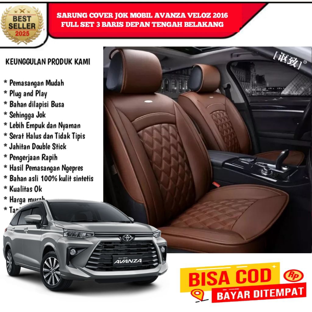 Sarung cover jok mobil Avanza Veloz 2016 full set depan tengah belakang