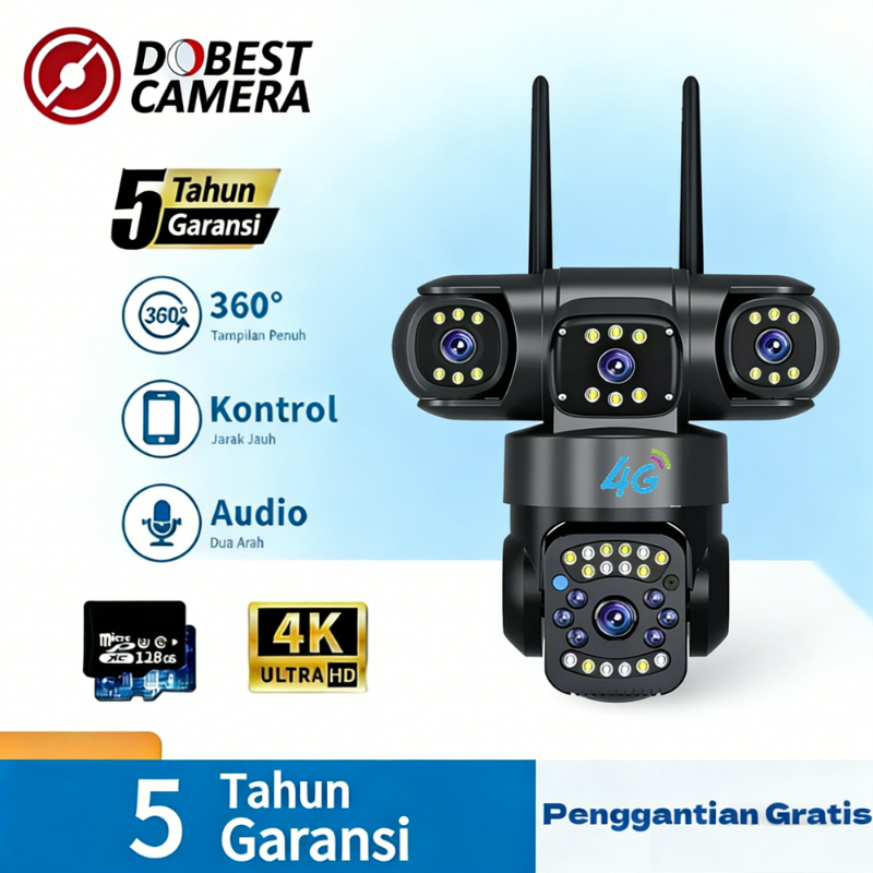 {5 Tahun Garansi} V380 PRO CCTV Kamera Tiga Lensa Yang Sesungguhnya 4G /Wifi Home Protection Camera 