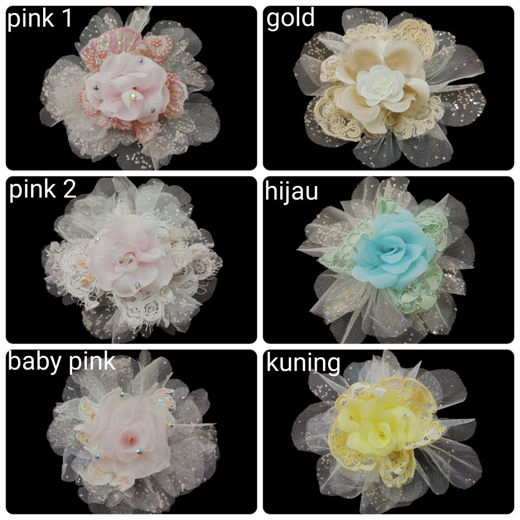 Korsase bunga aplikasi hiasan bahu / korsase aksesoris pengantin / korsase gaun/ hiasan pundak / bun