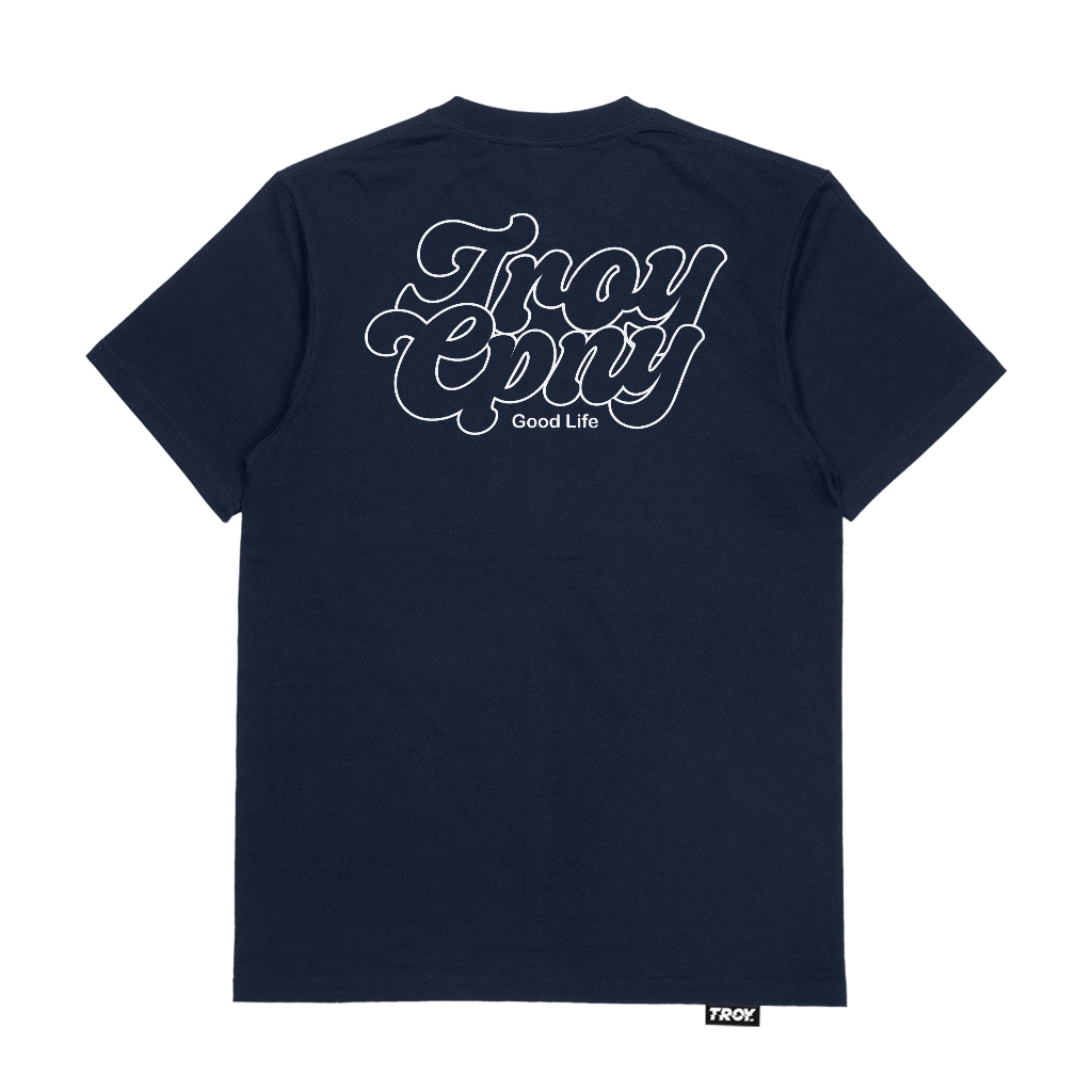 Troy Company T-shirt Navy Blue Good Life - Kaos Lengan Pendek Kaos Biru Navy MTD 3476