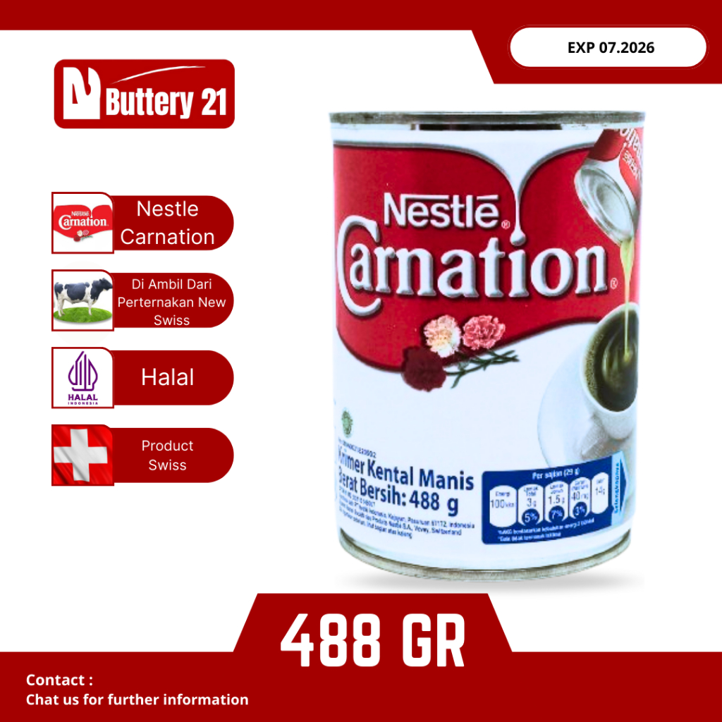 CARNATION KRIMER KENTAL MANIS 488 GR/SUSU CARNATION/SUSU NESTLE CARNATION/SUSU KENTAL MANIS KALENG