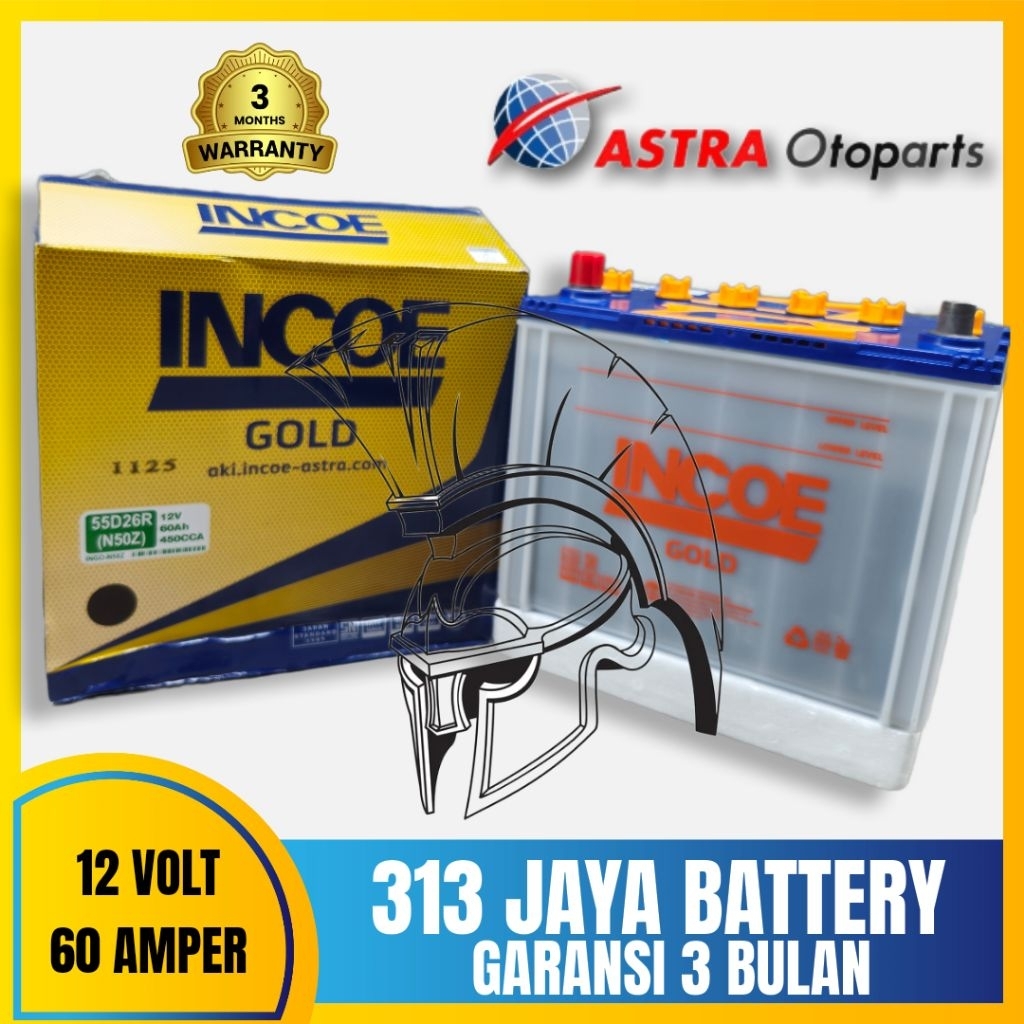 AKI INCOE GOLD / HYBRID N50Z ( 55D26R ) 60Ampere ISUZU ELF NKR55E , COLT DIESEL , FUSO , HINO DUTRO