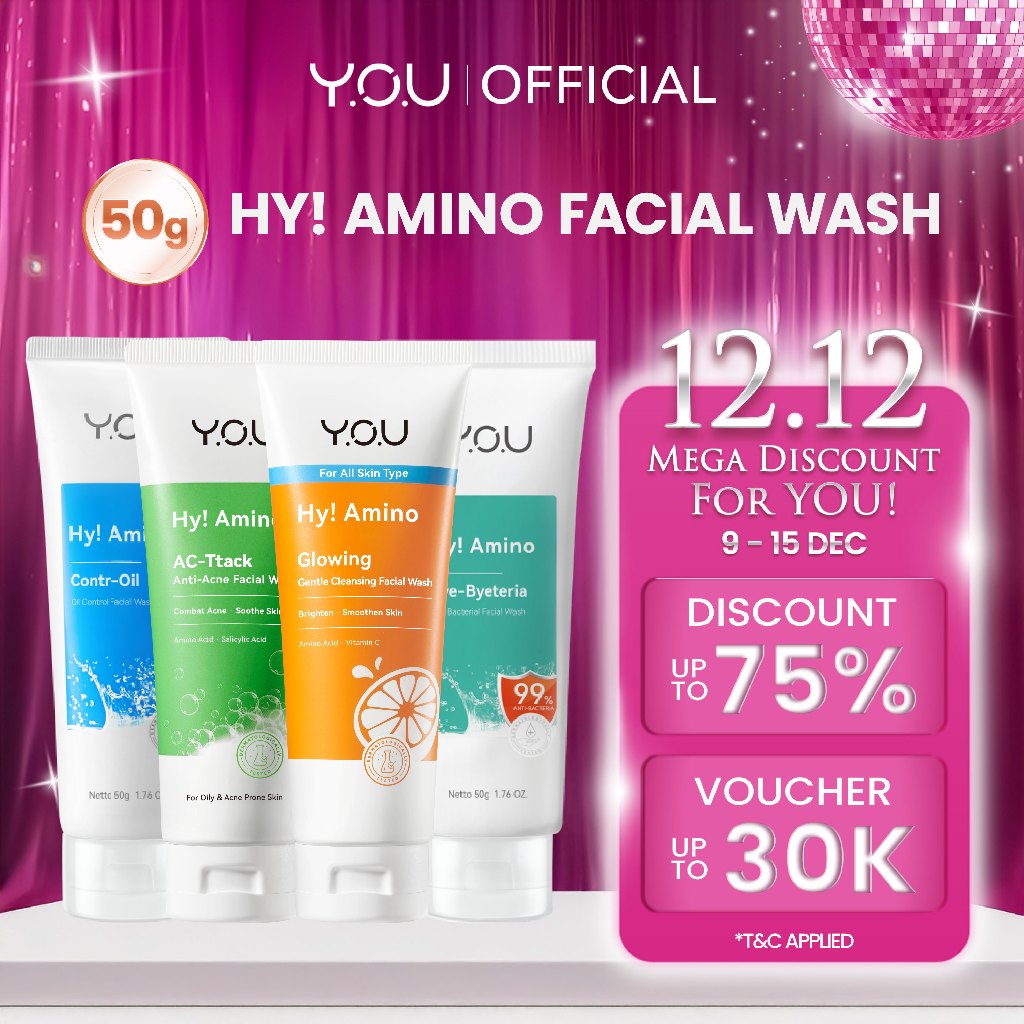 YOU Hy! Amino Facial Wash 50g Anti Acne, Hydrating, Brightening, Oil Control Sabun Cuci Muka