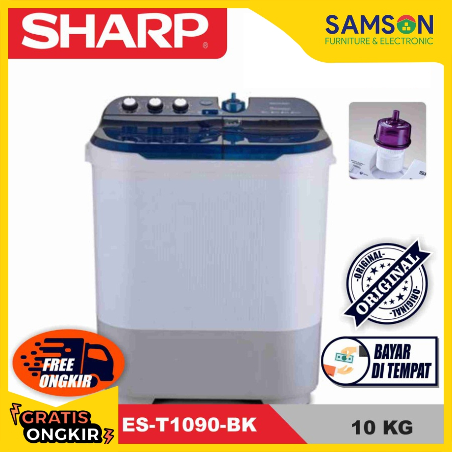 MESIN CUCI SHARP 10KG ES-T1090-BK 2 TABUNG MANUAL - BIRU