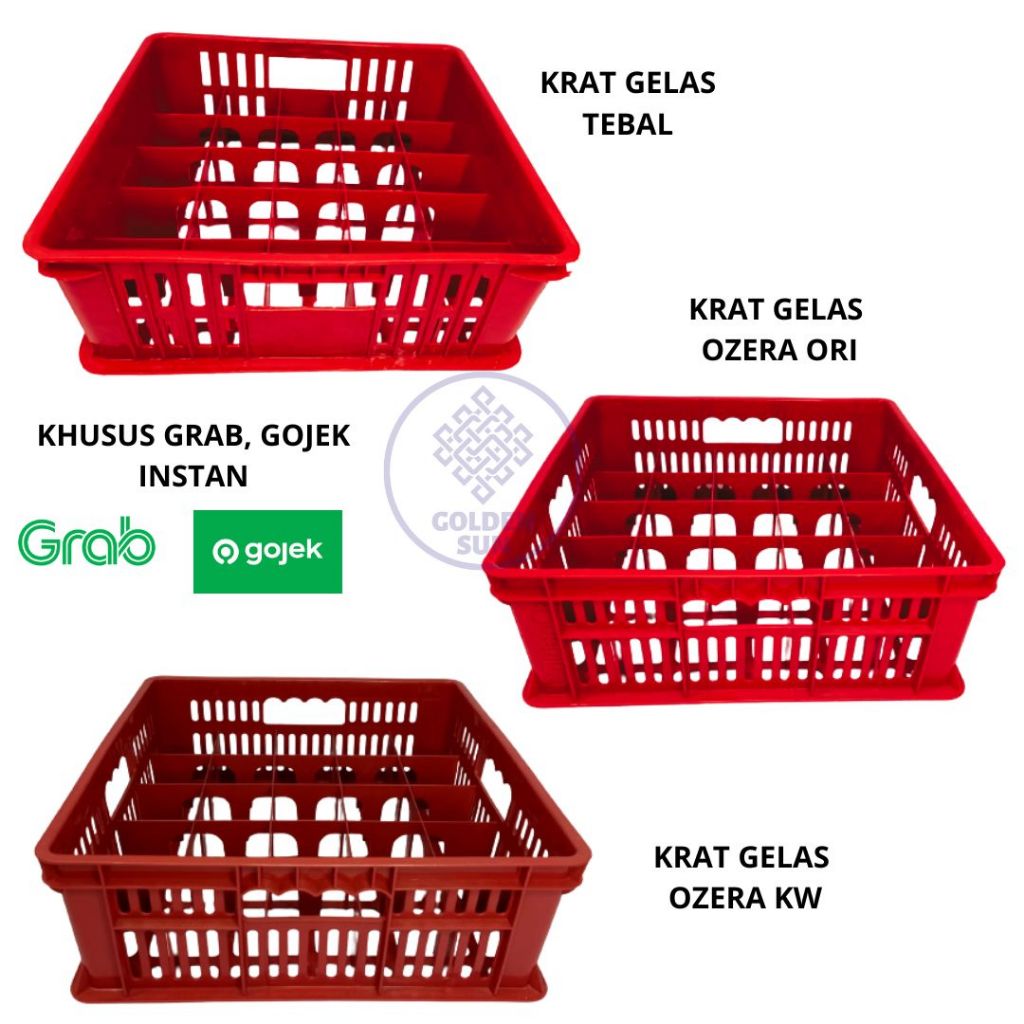 (KHUSUS INSTAN) Krat Gelas Plastik / Krat Gelas Tebal / Krat Gelas GoldenOx