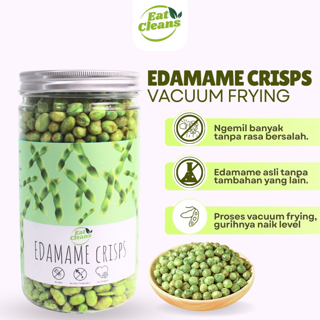 EAT CLEANS Snack Keripik Edamame Krispi Snack Sehat Edamame Crispy Camilan Edamame Makanan Diet Seha