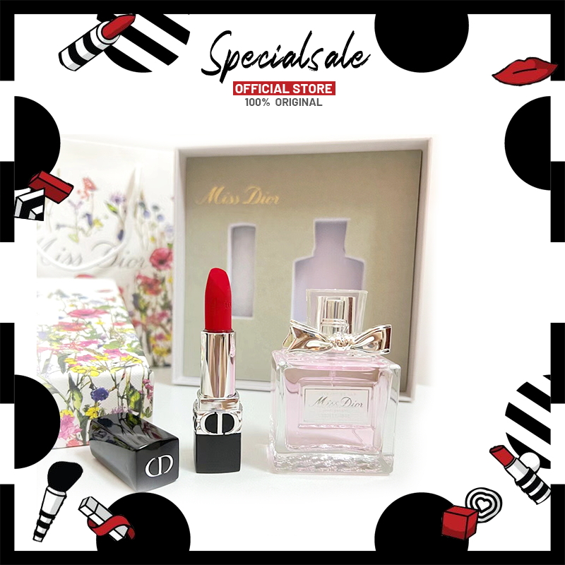 Dior Parfum Gift Set original |Miss Dior EDT 50ml +Dior lipstik Velvet #720 3.5gr Miss Dior Blooming