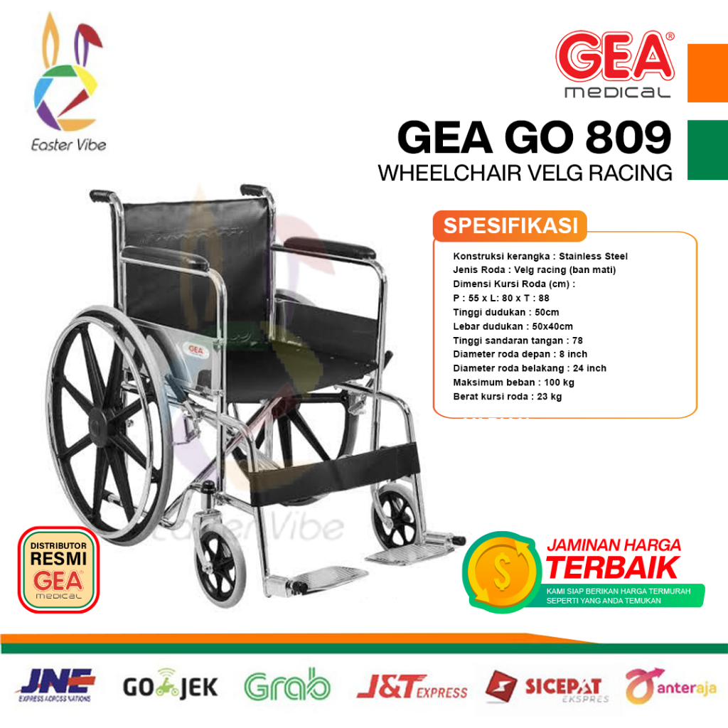 KURSI RODA GEA GO 809 WHEELCHAIR VELG RACING GO-809 KURSI RODA STANDAR GEA - GO 809 RACING