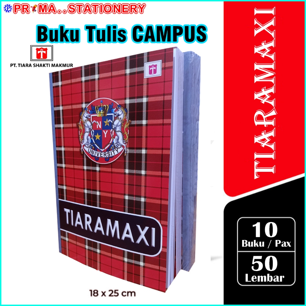 (1 PAX / 10 BUKU) Buku Tulis Campus TiaraMaxi 50 Lembar / TiaraMaxi Campus 50 Lembar