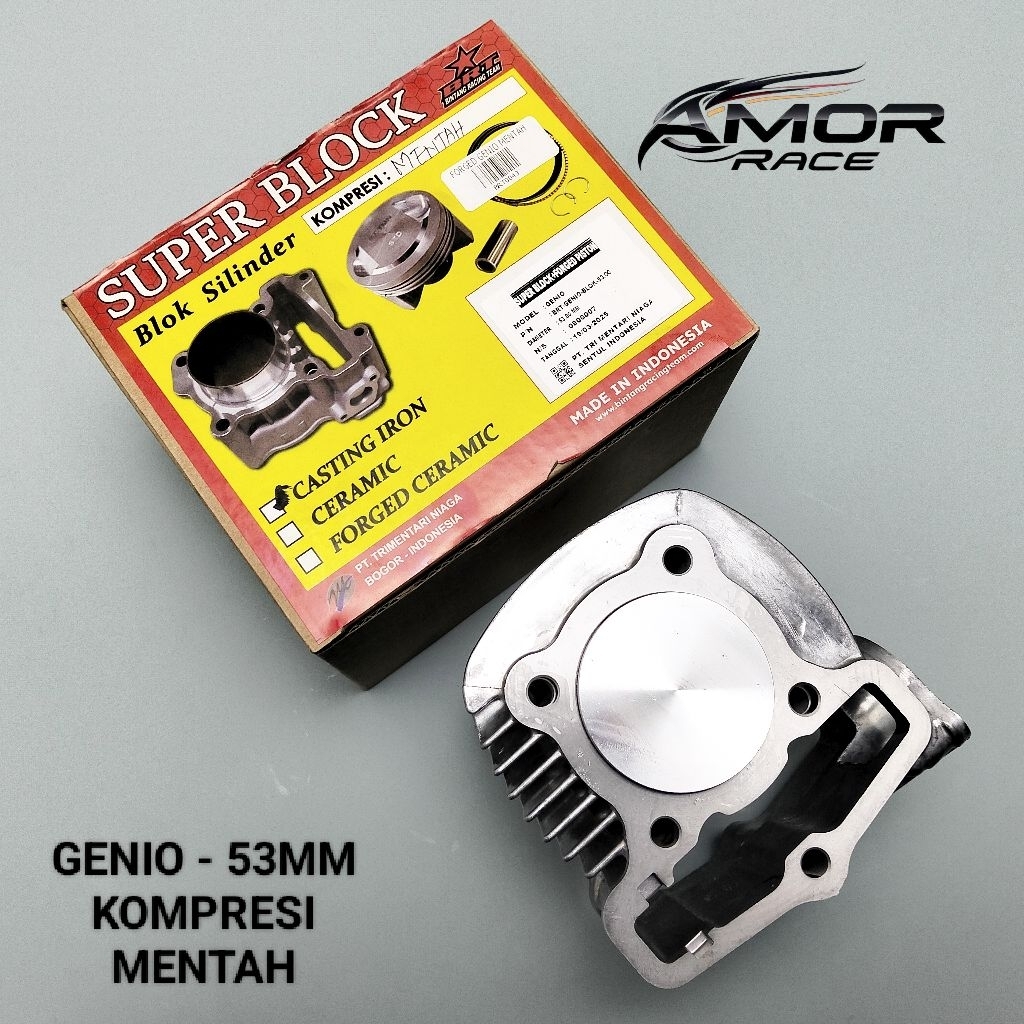 BLOK SEHER BRT GENIO BEAT DELUXE SCOOPY 2021 KOJ BORE UP UK. 53MM PIN 12 CAST IRON FORGED PISTON - K