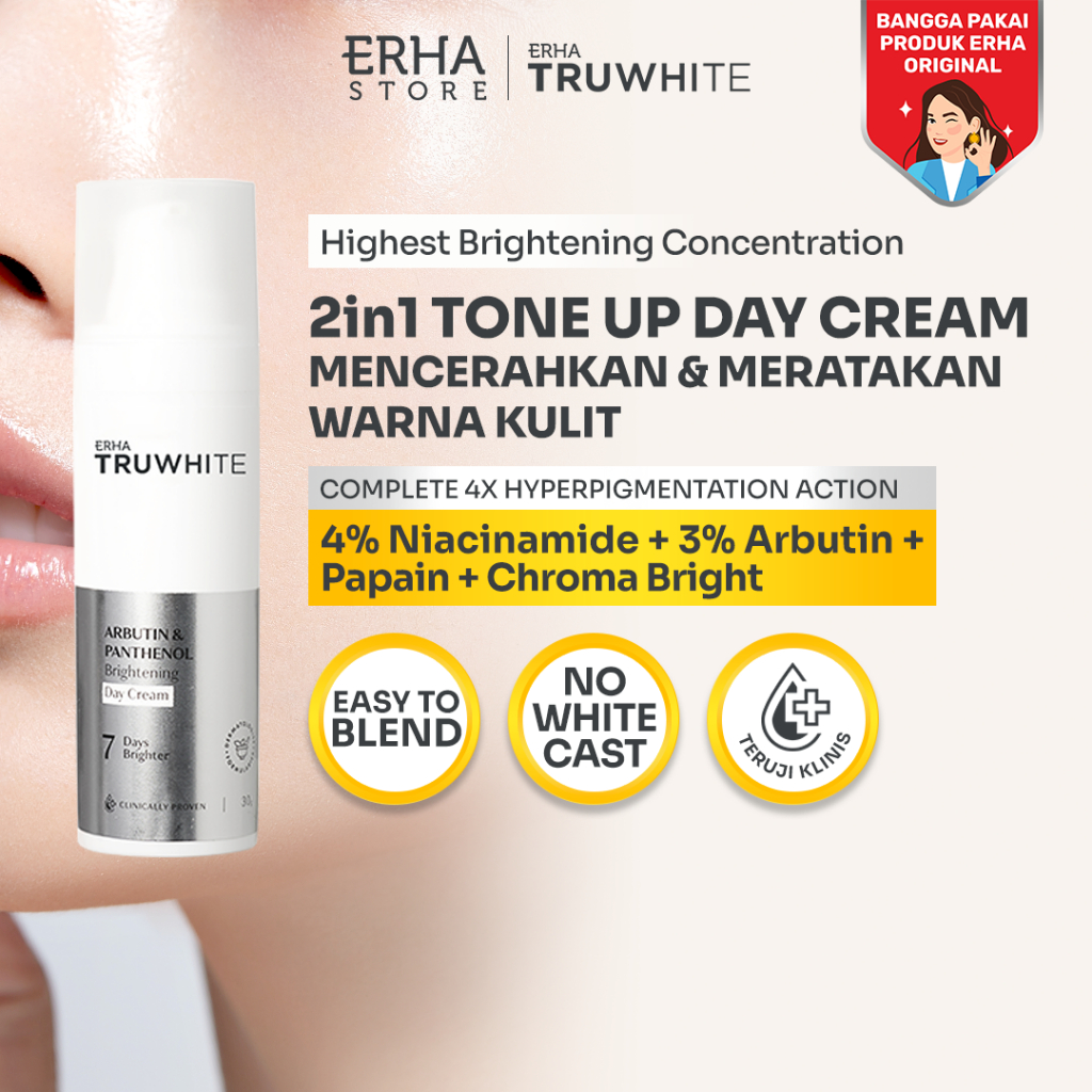 Erha Truwhite Arbutin & Panthenol Brightening Day Cream - Krim Siang
