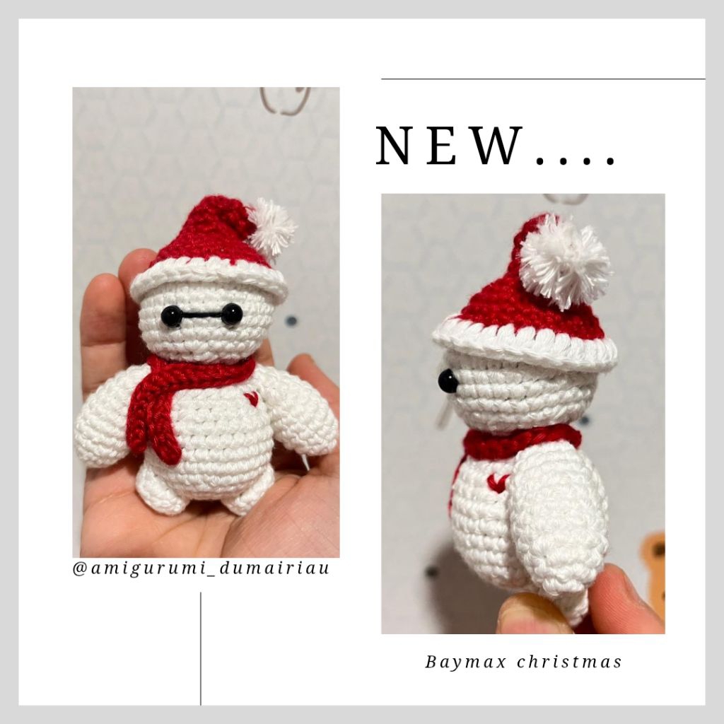 gantungan kunci baymax natal / amigurumi baymax natal