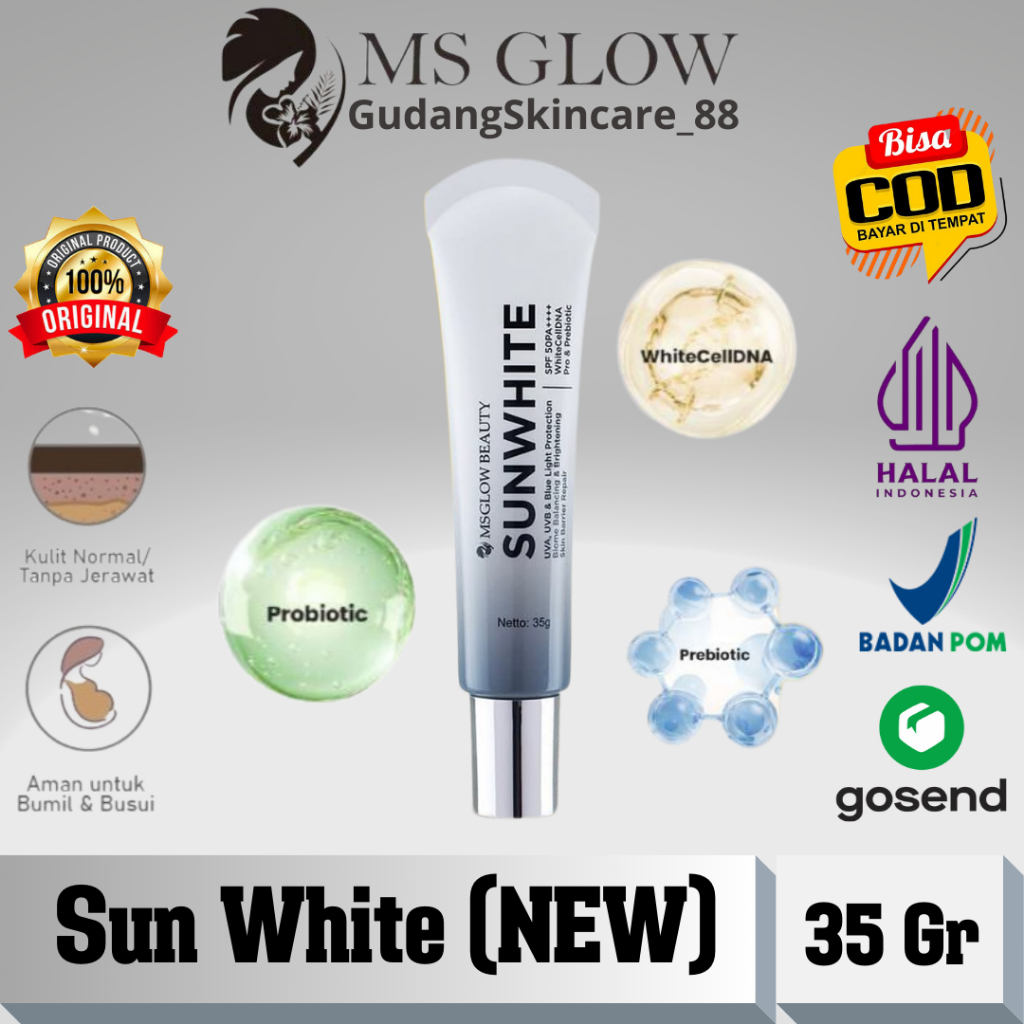 Ms Glow SunWhite Spf 50 PA++ Terbaru Sunscreen Ms glow spf 50 pa ++++ DAY