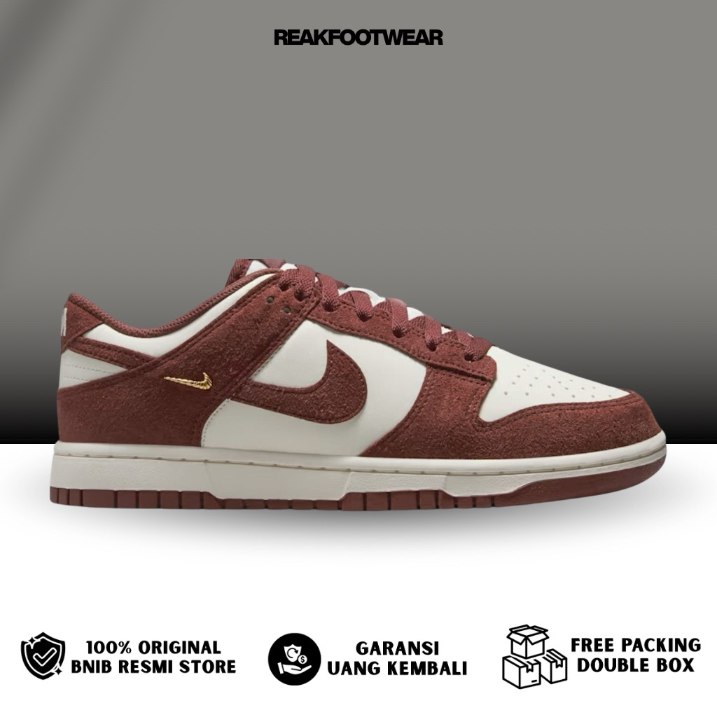 Nike Dunk Low Red Sepia Gold Mini Swoosh 100% Authentic [IB4417-104]
