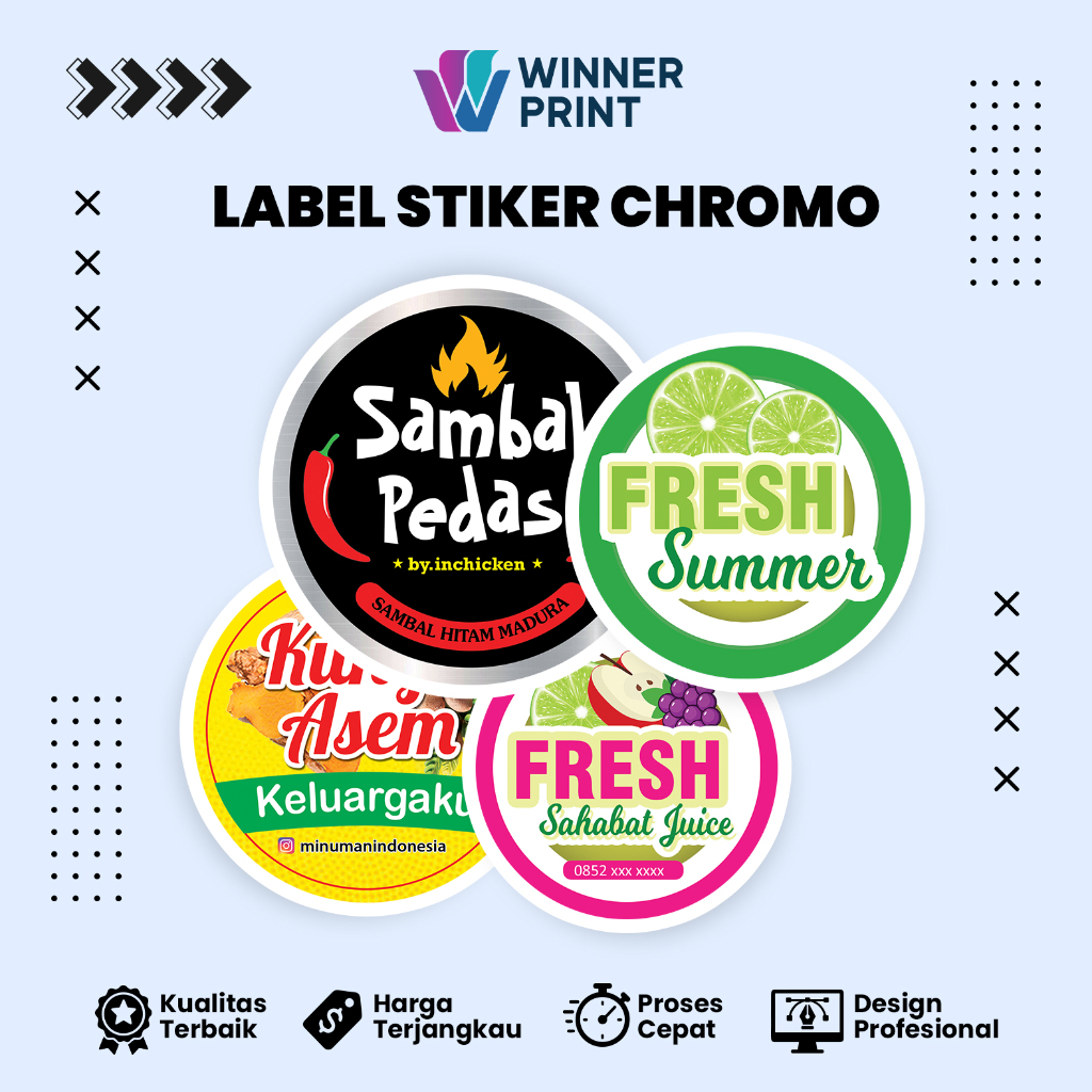 STIKER LABEL KEMASAN MAKANAN RINGAN, KUE BAKERY, OLSHOP CUSTOM | WINNER PRINT