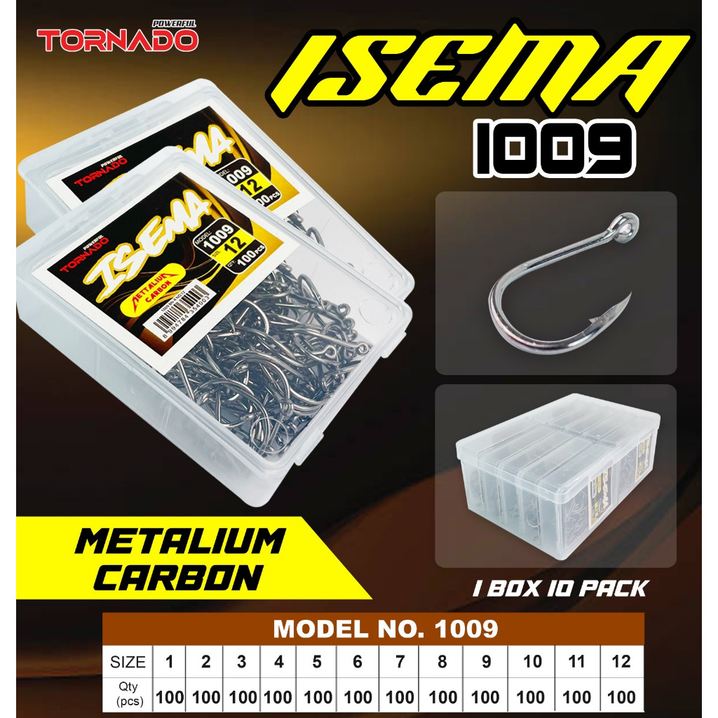 Tornado Kail Pancing Kotak Isema 1009 Metalium Carbon isi 100pcs Model No 1009 Size 1-12