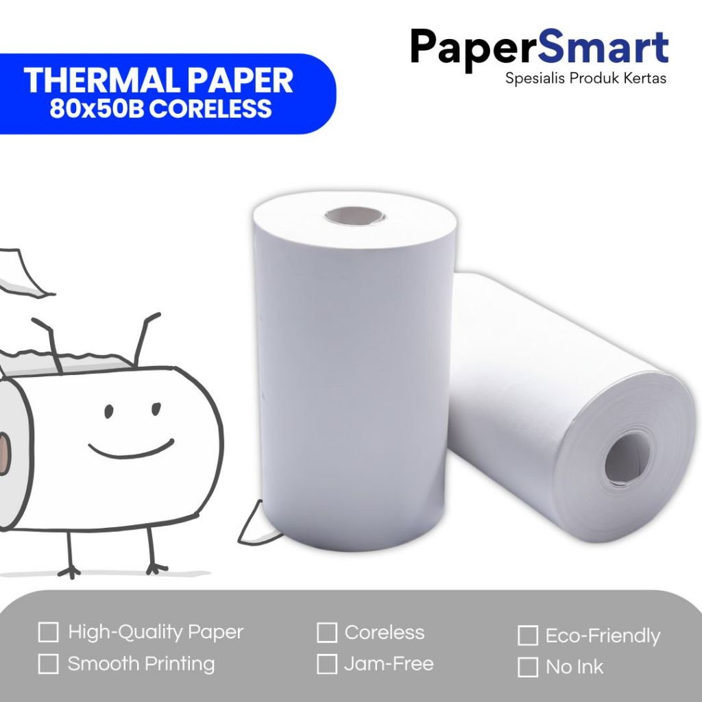 Thermal Paper 80x50B / Kertas Thermal Roll 80 x 50 / Kertas Struk Roll / Kertas SPBU / Kertas EDC