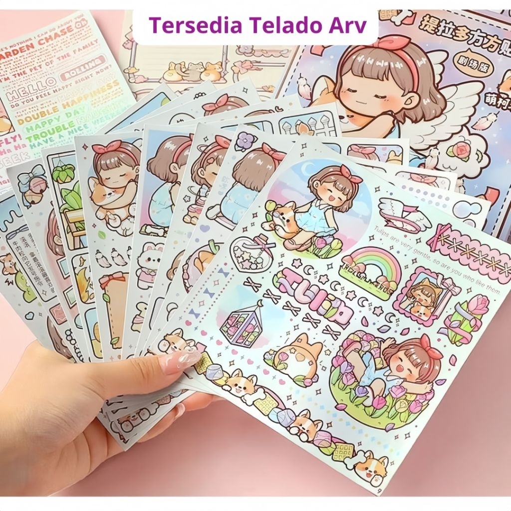 TELADO Arv Stiker Pack DIY Buku Jurnal Kreatif Set Dodogirl with Dog Story - TLD