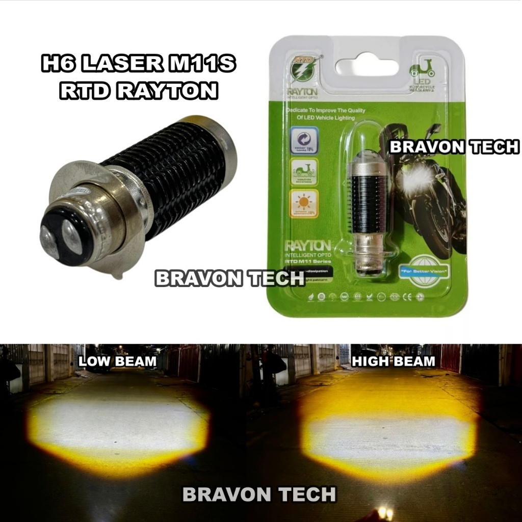 Lampu Led H6 M11S RTD Rayton High lo Putih Kuning 2 Warna AC DC H6 Laser Rayton RTD