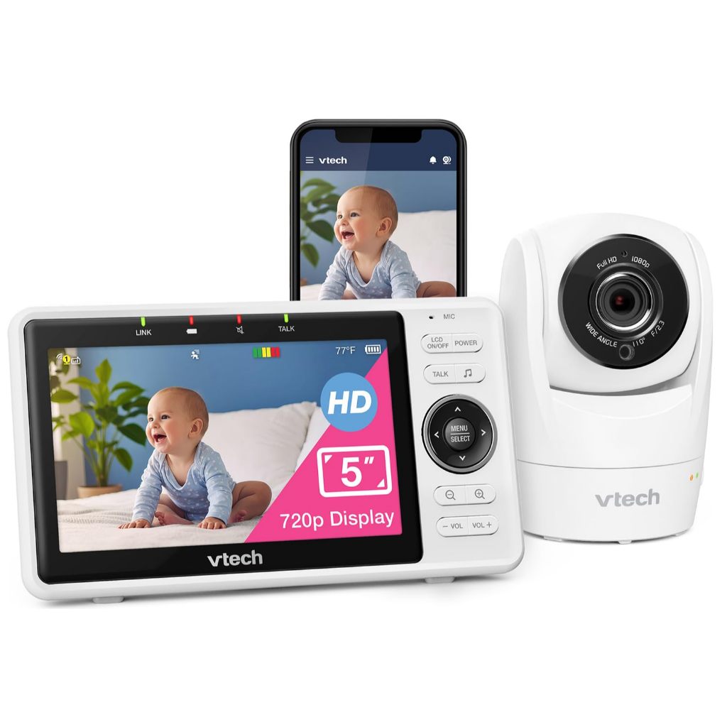 VTech Upgraded Smart WiFi Baby Monitor, 1080p FHD Camera and 5" HD IPS Display