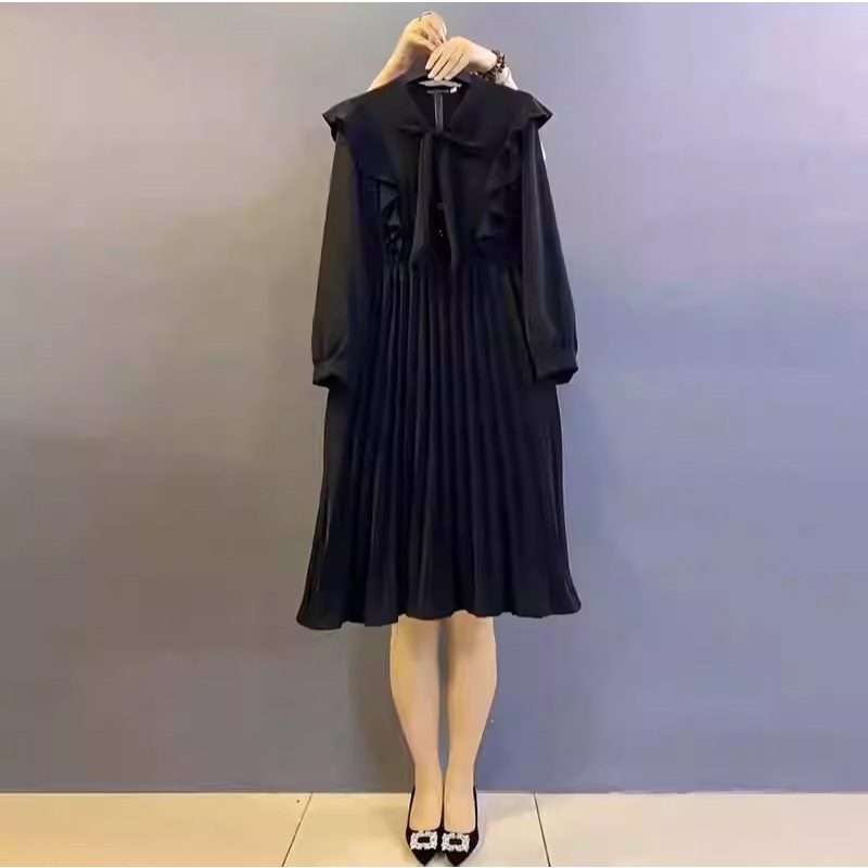 Gaun Pesta 2512007 Big Size Hitam Lengan Panjang Party Dress