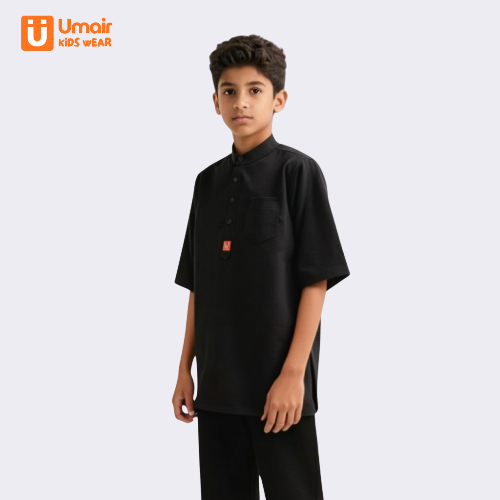 Bayezid - Baju Koko Anak Laki Laki Lengan Pendek | Kemeja Koko Anak Laki Laki Hitam