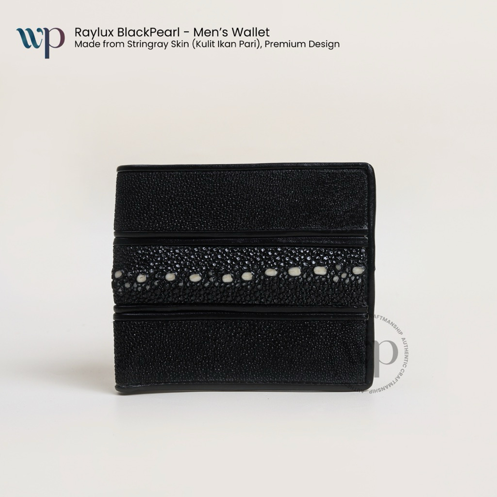 WP - RAYLUX BLACK PEARL Stingray Men’s Wallet | Dompet Lipat Pria Kulit Ikan Pari - Black