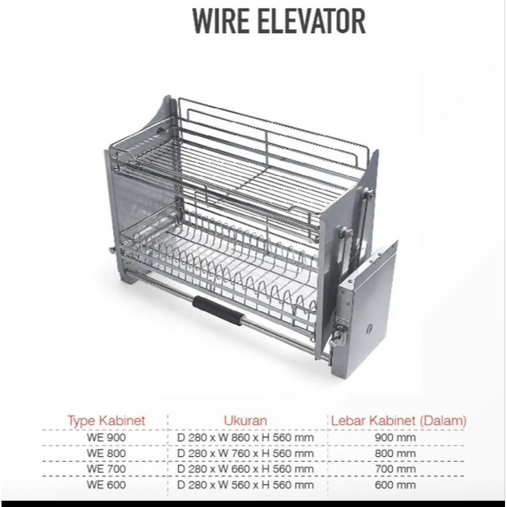 Rak piring 2susun pulldown multipirpose / rak slow motion TMB WE-60 ( wire elevator-600)